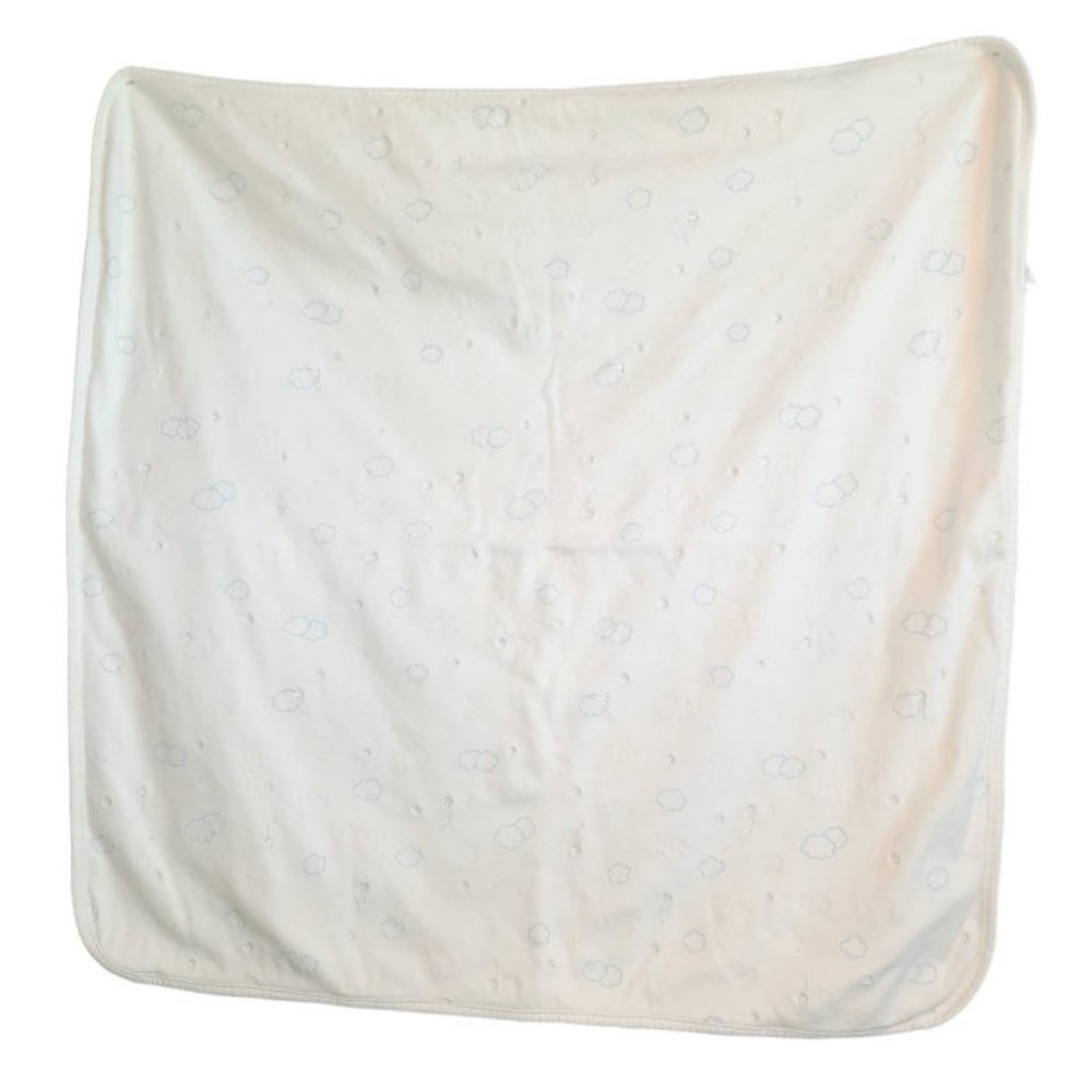 2004 Miniclasix Swaddle Receiving Embroidered Cloud & Stars Blanket 26" X 26"